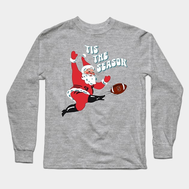 Christmas Football Santa, Football Lovers Football Fans Long Sleeve T-Shirt by SilverLake
